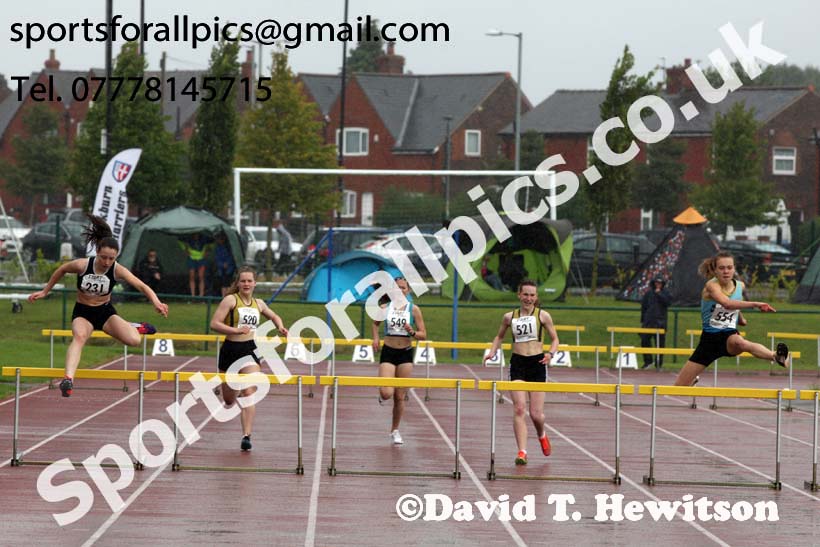 Womens under-17s 300 metres hurdles, Northern Under-17s/U-15s and U13s Champs, Leigh Sports Village, Leigh. Photo: David T. Hewitson/Sports for All Pics